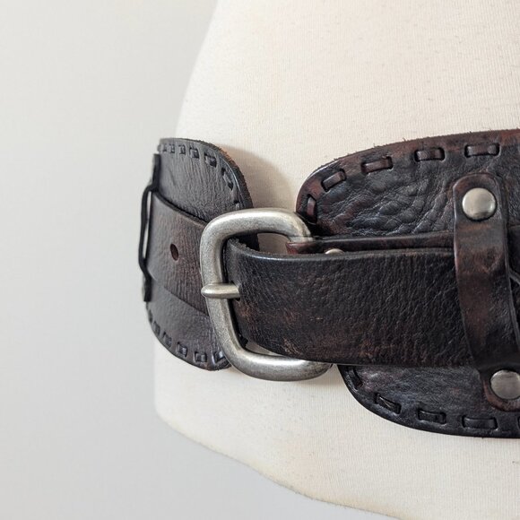 Western Style Vintage Fossil Leather Belt Large - Picture 2 of 13